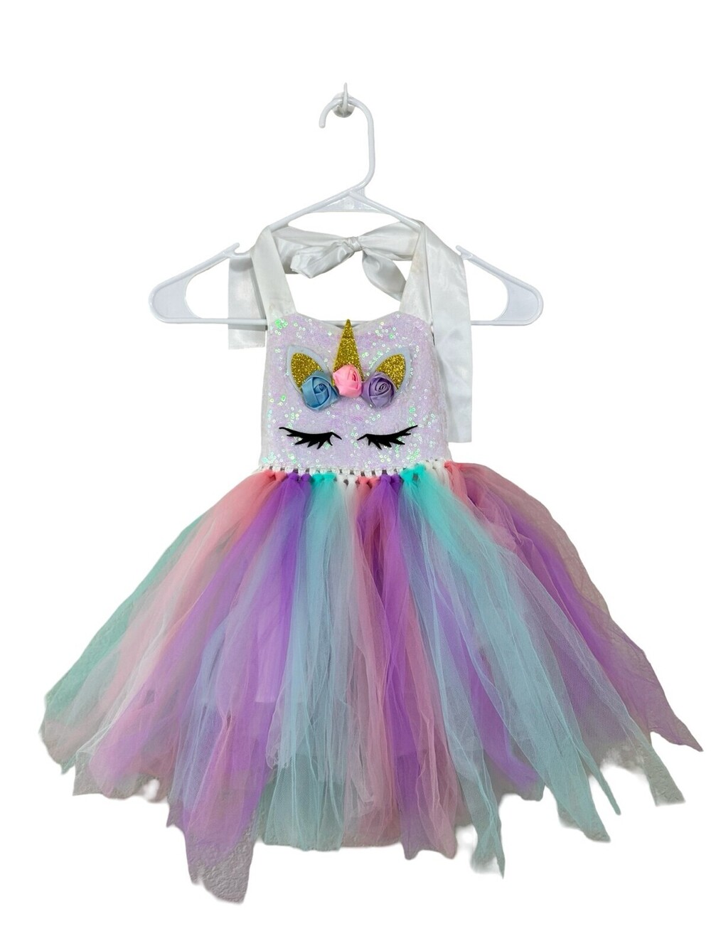 Unicorn Tutu Dress Costume Toddler Girls 2T 3T Pastel Rainbow Tulle Sequin Party